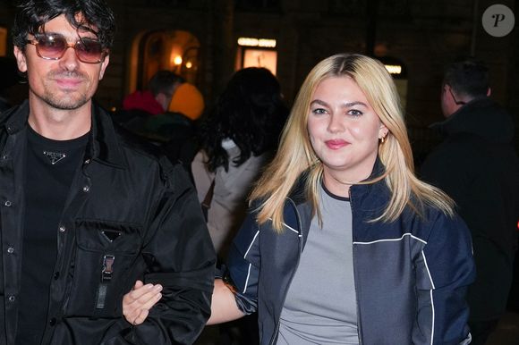 Florian Rossi et Louane arrivent à l'after party Miu Miu pendant la Semaine de la Mode Femme Automne/Hiver 2025/2026 à Paris le 11 mars 2025 à Paris, France.  Photo by Lucia Sabatelli / Bestimage