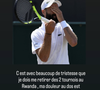 "C'est avec beaucoup de tristesse que je dois me retirer des deux tournois au Rwanda. Ma douleur au dos est revenue..."

Benoît Paire annonce une mauvaise nouvelle sur Instagram.