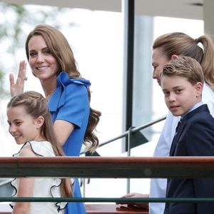 Le prince William, Kate Middleton et leurs enfants, le prince George et la princesse Charlotte, à leur arrivée au tournoi de Wimbledon à Londres. Photo by Hugo Philpott/UPI/ABACAPRESS.COM