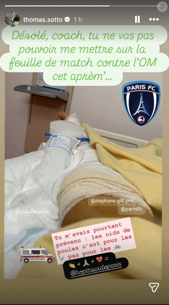 L'animateur de RTL avait été victime d'une lourde chute à vélo à Paris à cause d'un nid-de-poule, entraînant une double fracture du tibia et du péroné.

Thomas Sotto a été transporté à l'hôpital ce 31 janvier. Instagram