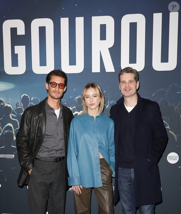 Pierre Niney, Marion Barbeau et Yann Gozlan - Avant-première de la série "Gourou" au cinéma Pathé Palace à Paris le 26 janvier 2026. © Coadic Guirec/Bestimage