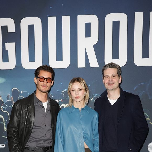 Pierre Niney, Marion Barbeau et Yann Gozlan - Avant-première de la série "Gourou" au cinéma Pathé Palace à Paris le 26 janvier 2026. © Coadic Guirec/Bestimage