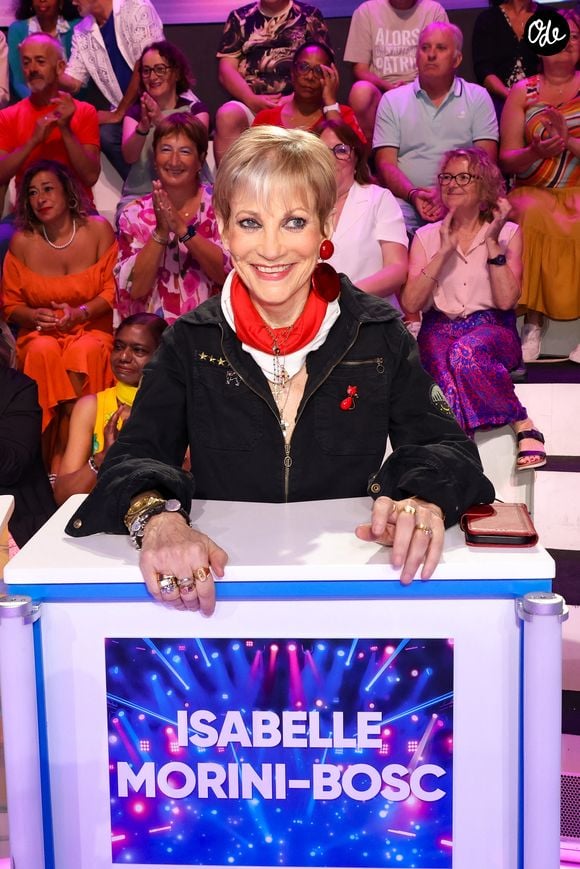 Isabelle Morini-Bosc lors de l'enregistrement de l’émission "On Connait La Chanson Céline Dion", présentée par L.Boccolini et diffusée le 1er septembre sur W9, à Paris, France, le 2 juillet 2026. © Jack Tribeca/Bestimage