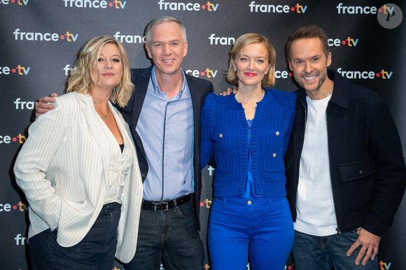 Flavie Flament, Julien Arnaud, Maya Lauque et Damien Thevenot assistent au 40ème anniversaire de l'émission Télé Matin dans les locaux de France Télévision à Paris, France, le 06 février 2025. Photo by Aurore Marechal/ABACAPRESS.COM