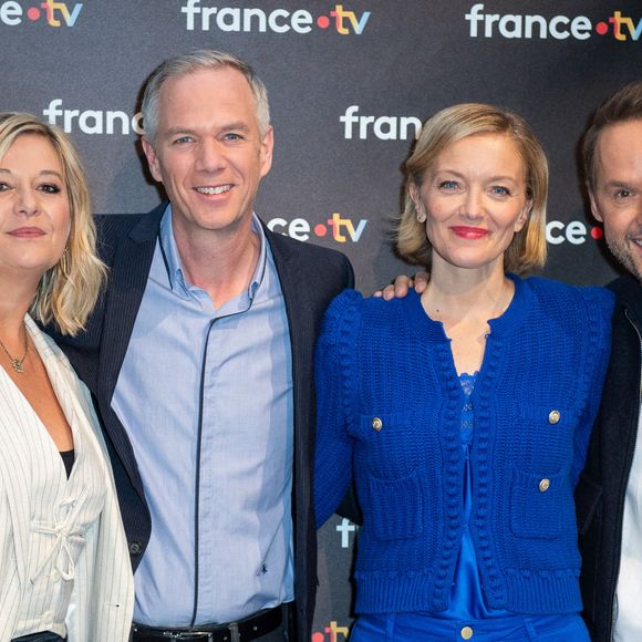 Flavie Flament, Julien Arnaud, Maya Lauque et Damien Thevenot assistent au 40ème anniversaire de l'émission Télé Matin dans les locaux de France Télévision à Paris, France, le 06 février 2025. Photo by Aurore Marechal/ABACAPRESS.COM