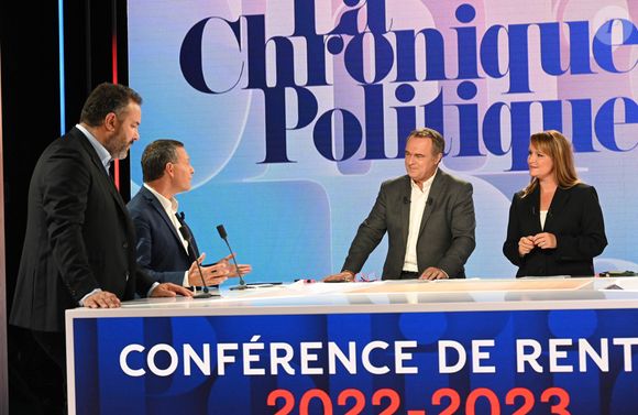 Bruce Toussaint, Marc-Olivier Fogiel, Christophe Delay et Adeline François - Conférence de rentrée 2022/2023 BFM TV à Paris le 6 septembre 2022. © Coadic Guirec/Bestimage