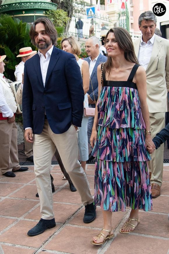 Charlotte Casiraghi et Dimitri Rassam lors du traditionnel pique-nique monégasque, le 9 septembre 2023 à Monaco. Photo de Pierre Villard/Pool/ABACAPRESS.COM