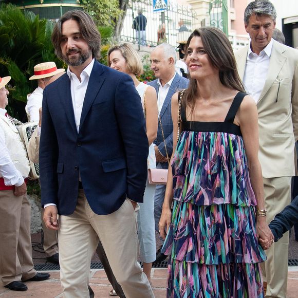 Charlotte Casiraghi et Dimitri Rassam lors du traditionnel pique-nique monégasque, le 9 septembre 2023 à Monaco. Photo de Pierre Villard/Pool/ABACAPRESS.COM