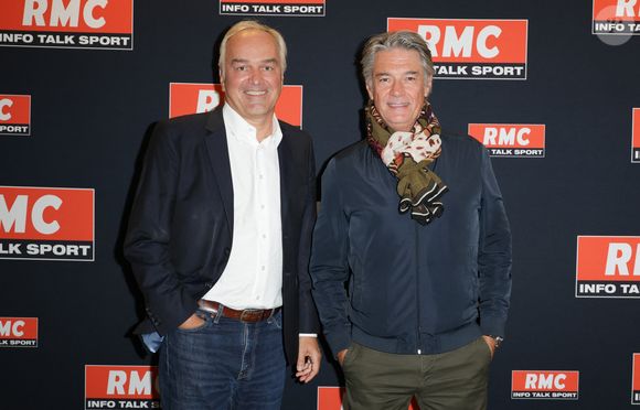Olivier Truchot et Alain Marschall - Conférence de presse de la rentrée RMC à Paris le 2 septembre 2025. © Coadic Guirec/Bestimage