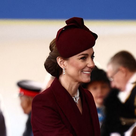 La princesse de Galles avant la cérémonie d'accueil de l'émir du Qatar Cheikh Tamim bin Hamad Al Thani et de son épouse Cheikha Jawaher à Horse Guards Parade, Londres, lors de la visite d'État au Royaume-Uni de l'émir du Qatar et de la première de ses trois épouses. Londres, Royaume-Uni, mardi 3 décembre 2024. Photo by Henry Nicholls/PA Wire/ABACAPRESS.COM