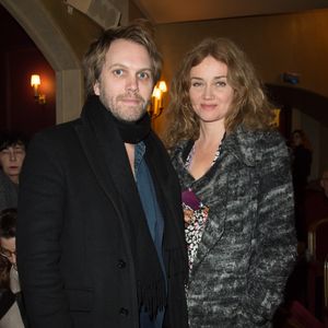 Florian Zeller et sa femme Marine Delterme - Générale de la pièce "Quelque part dans cette vie" au théâtre Edouard VII à Paris le 12 février 2018. © Coadic Guirec-Pierre Perusseau/Bestimage