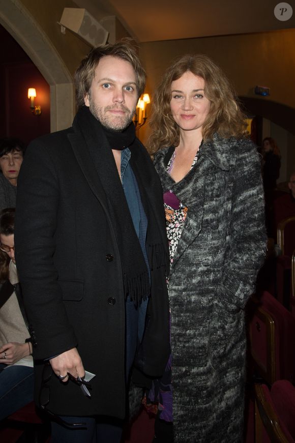 Florian Zeller et sa femme Marine Delterme - Générale de la pièce "Quelque part dans cette vie" au théâtre Edouard VII à Paris le 12 février 2018. © Coadic Guirec-Pierre Perusseau/Bestimage