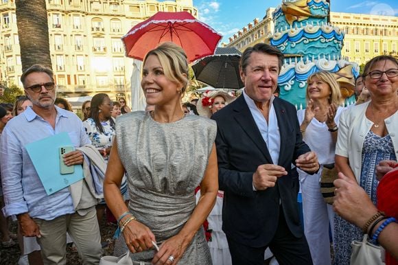 Christian Estrosi, le maire de Nice, et sa femme Laura Tenoudji Estrosi, complices et amoureux, pour célébrer les 200 ans de la Promenade des Anglais à Nice , le 31 août 2024. © Bruno Bebert / Bestimage