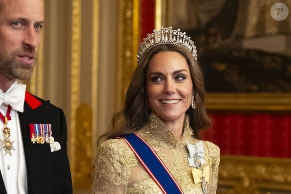 Kate Middleton lors de son arrivée au banquet d'Etat organisé pour Donald et Melania Trump au château de Windsor. © PA Photo/ Bestimage