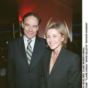 Xavier Couture et Claire Chazal au dîner du Collectif "Enfants Afghans", le 5 février 2002. © RINDOFF-ARNAL / BESTIMAGE