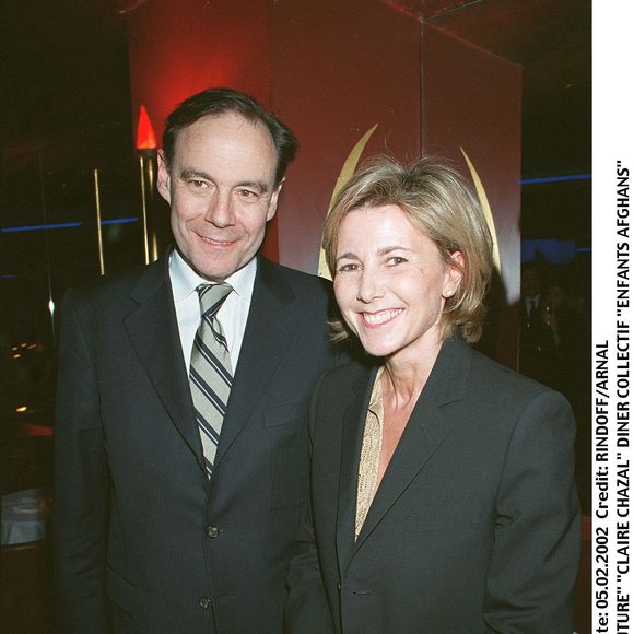 Xavier Couture et Claire Chazal au dîner du Collectif "Enfants Afghans", le 5 février 2002. © RINDOFF-ARNAL / BESTIMAGE