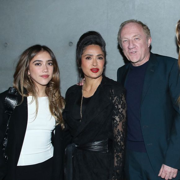 François-Henri Pinault avec sa femme Salma Hayek, leur fille Valentina - Vernissage de "Corps et âmes", la nouvelle Collection Pinault à la Bourse du Commerce à Paris le 4 Mars 2025. © Bertrand Rindoff / Bestimage
