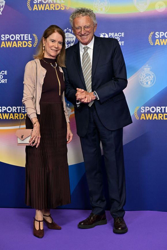 Nelson et Dominique Monfort au photocall de la soirée des Sportel Awards 2024 au Grimaldi Forum à Monaco, le 28 octobre 2024.© Bruno Bebert/Bestimage