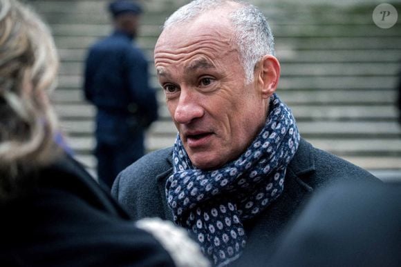 Gilles Bouleau lors des obsèques de Catherine Laborde à l'église Saint-Roch à Paris, France, le 6 février 2025.  Photo par Denis Prezat/ABACAPRESS.COM