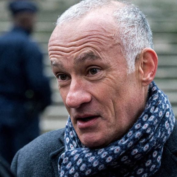 Gilles Bouleau lors des obsèques de Catherine Laborde à l'église Saint-Roch à Paris, France, le 6 février 2025.  Photo par Denis Prezat/ABACAPRESS.COM