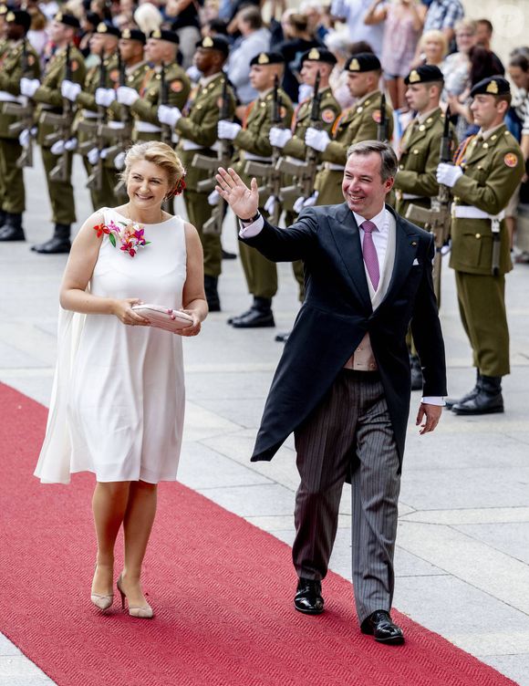 La comtesse Stéphanie de Lannoy, future grande-duchesse de Luxembourg, et le prince Guillaume, futur grand-duc de Luxembourg, lors d'une cérémonie à la Philharmonie de Luxembourg, dans le cadre des célébrations du jour de la Fête nationale et du 25e anniversaire du règne du grand-duc Henri. Luxembourg. Photo : Dana Press / Bestimage