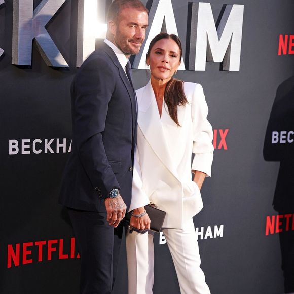 David Beckham et Victoria Beckham à l'avant-première Netflix de la série documentaire 'Beckham' à Londres, le 3 octobre 2023. Backgrid UK/ Bestimage