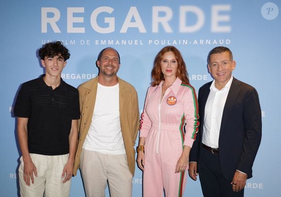 Ewan Bourdelles, Emmanuel Poulain-Arnaud, Audrey Fleurot et Dany Boon - Avant-première du film "Regarde" au Cinéma Pathé Wepler à Paris le 8 septembre 2025. © Coadic Guirec/Bestimage