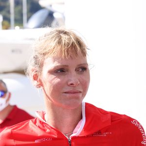 La princesse Charlène de Monaco - La famille princière de Monaco à l'arrivée de la 3ème édition de la course "The Crossing : Calvi-Monaco Water Bike Challenge". Ce défi caritatif organisé par la Fondation Princesse Charlène se déroule les 12 et 13 septembre. © Jean-Charles Vinaj/Pool Monaco/Bestimage