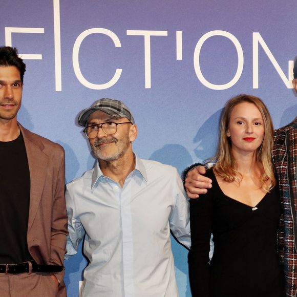 Vinnie Dargaud, Renaud Bertrand, Tiphaine Daviot et Eric Cantona - Photocall du film en compétition "Murder Club" lors de la 26ème Edition du Festival de la Fiction de La Rochelle. Le 11 septembre 2024
© Patrick Bernard / Bestimage