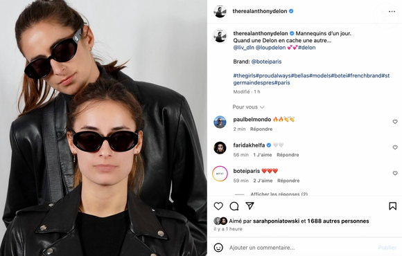 Anthony Delon a posté une image de la campagne de publicité auxquelles ses deux filles Loup et Liv ont participée