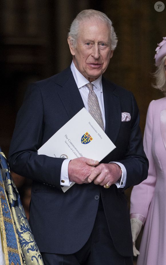 Le roi Charles III lors de la cérémonie de célébration du Commonwealth Day à l'abbaye de Westminster. © Goff / Bestimage