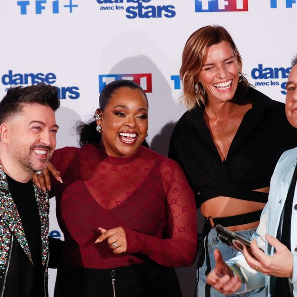 Le jury: Jean-Marc Généreux, Mel Charlot, Chris Marques, Fauve Hautot - Photocall du lancement de la saison 2025 de l'émission "Danse avec les stars" (DALS) au siège de  TF1 à Boulogne-Billancourt le 16 janvier 2025. © Christophe Clovis / Bestimage