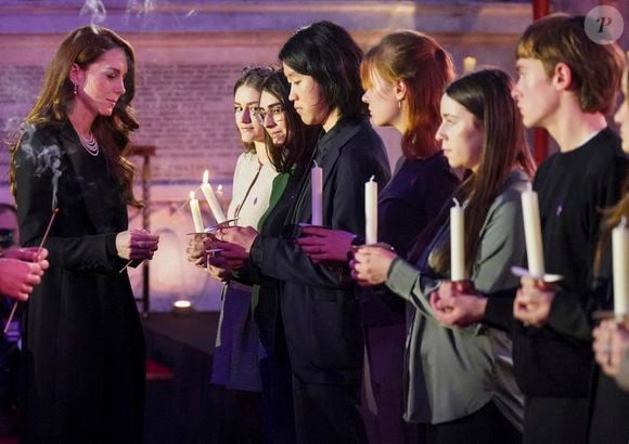Le prince William, prince de Galles, et Catherine (Kate) Middleton, princesse de Galles, assistent à une cérémonie de commémoration des 80 ans de la libération du camp de concentration d'Auschwitz-Birkenau au Guildhall à Londres, le 26 janvier 2025.