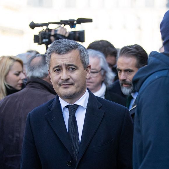 Gérald Darmanin - Cérémonie en hommage à l'ancien maire de Bordeaux Nicolas Florian au Palais Rohan - hôtel de ville suivie des obsèques en la cathédrale Saint-André de Bordeaux, France, le 31 janvier 2025. Nicolas Florian, né le 29 mars 1969 à Marmande et mort le 26 janvier 2025 à Bordeaux, était un homme politique français, membre des Républicains. Il a été maire de Bordeaux de 2019 à 2020. © Quentin Salinier/Bestimage