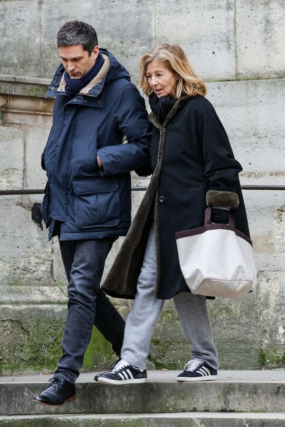 Claire Chazal - Sortie des obsèques de C.Laborde  en l’église Saint-Roch à Paris, le 6 février 2025. Décédée le 28 janvier 2025 à l'âge de 73 ans, l'ancienne présentatrice météo de TF1 (1988 - 2017) était atteinte de la maladie neurodégénérative à corps de Lewy. 
© Jacovides - Moreau / Bestimag