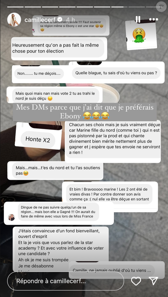Camille Cerf a partagé les messages qu'elle a reçus
Instagram @camillecerf