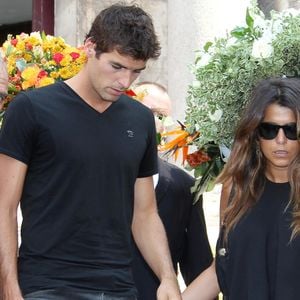 Yoann Gourcuff et sa compagne Karine Ferri - A Cannes, les sportifs rendent un dernier hommage à Tiburce Garou. @Patrice Lapoirie / Nice Matin / Bestimage