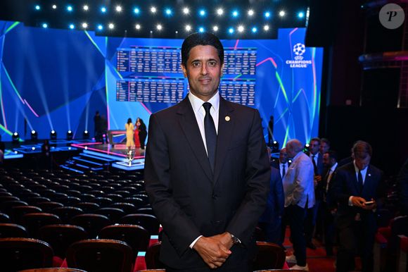 Nasser Al Khelaifi, le président du Paris Saint Germain, durant le tirage au sort de la phase de ligue de la Champions League 2025 - 2026, au Grimaldi Forum à Monaco, le 28 août 2025 © Bruno Bebert / Bestimage