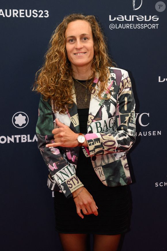 Justine Dupont arrive sur le tapis rouge des Laureus World Sport Awards 2023, Cour Vendôme, le 8 mai 2023. Photo : Laurent Zabulon. ABACAPRESS.COM
