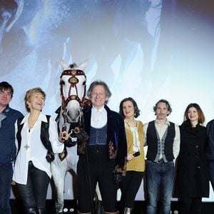 Mario Luraschi, son equipe de cascadeurs équestres, Veronique Jannot et Armelle. Photo par Aurore Marechal/ABACAPRESS.COM