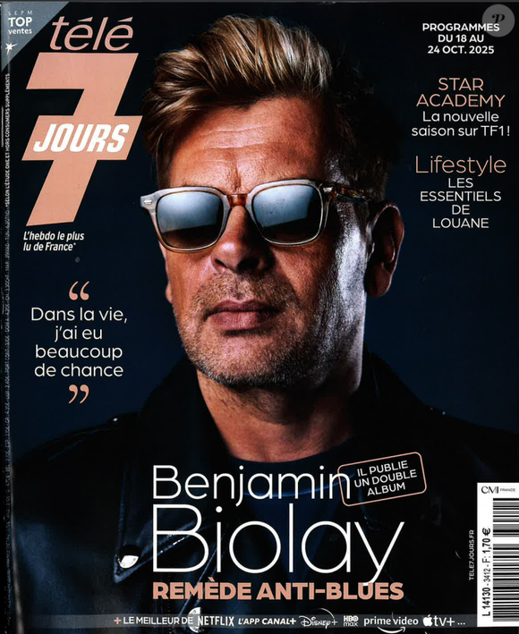 Nouveau numéro de "Télé 7 Jours" (programmes du 18 au 24 octobre 2025) avec Benjamin Biolay en couverture.