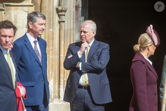 Le prince Andrew assiste à la messe de Pâques de la famille royale dans la chapelle Saint George de Windsor dans le Berkshire, le 20 avril 2025 
 Zuma Press / Bestimage