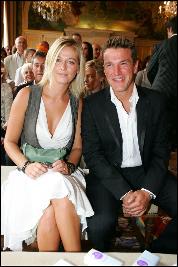 Flavie Flament et Benjamin Castaldi au mariage de Mimie Mathy et Benoist Gérard à la mairie de Neuilly