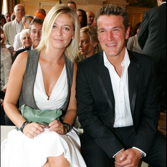 Flavie Flament et Benjamin Castaldi au mariage de Mimie Mathy et Benoist Gérard à la mairie de Neuilly