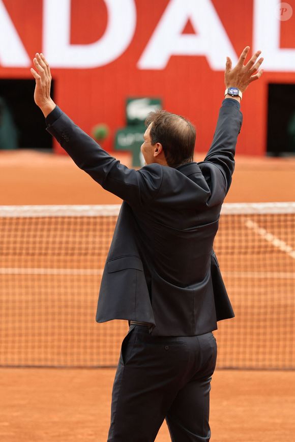Hommage à Rafael Nadal lors des Internationaux de France de Tennis de Roland Garros 2025, sur le court Philippe-Chatrier au Complexe Roland-Garros à Paris, France, le 25 mai 2025. © Jean-Charles Caslot/Pool FFT/Bestimage
