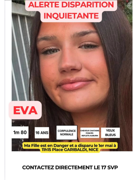 Arnaud Riverain a indiqué que sa fille de 16 ans a disparu depuis le 1er mai dernier à Nice