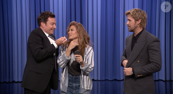 Capture d'écran de "The Tonight Show" avec Eva Mendes et Ryan Gosling le jeudi 5 mars 2026