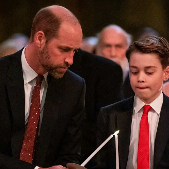 Le prince de Galles et le prince George pendant le service de chants Together At Christmas à l'abbaye de Westminster à Londres. Vendredi 6 décembre 2024. Photo par Aaron Chown/PA Wire/ABACAPRESS.COM