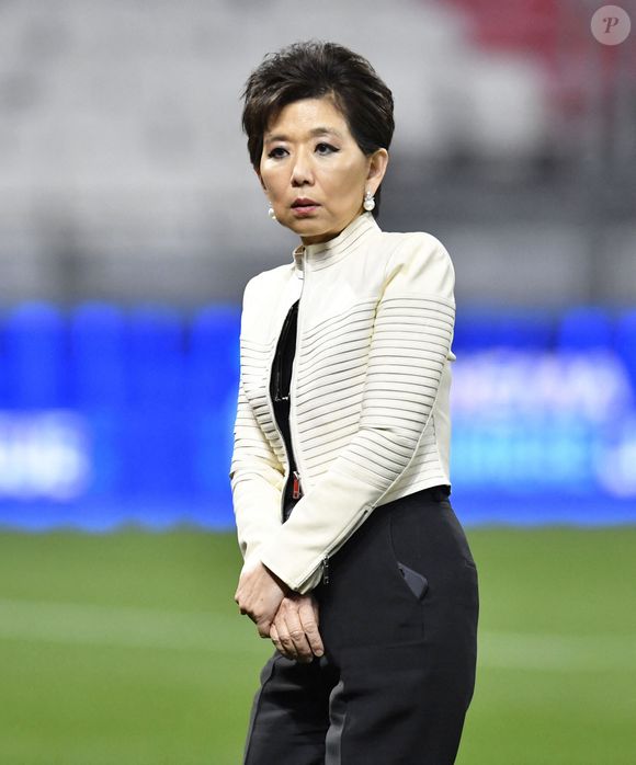 Michele KANG présidente de l'Olympique Lyonnais lors de la finale de football féminin de D1 française entre l'Olympique Lyonnais (OL) et le Paris Saint-Germain (PSG) au Groupama Stadium de Décines-Charpieu, France, le 16 mai 2025. © Mourad Allili/PsNewZ/Bestimage