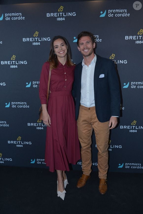 Marine Lorphelin (Miss France 2013) et son compagnon Stanislas Gruau - Dîner de charité Breitling à la Samaritaine pour l’association "Premiers de Cordée" à Paris le 4 avril 2024. © Rachid Bellak/Bestimage